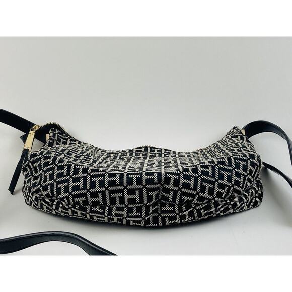 Tommy Hilfiger Tote Handbag Black Purse Outside Pocket Shoulder Bag Grey Moon TH - Picture 10 of 10